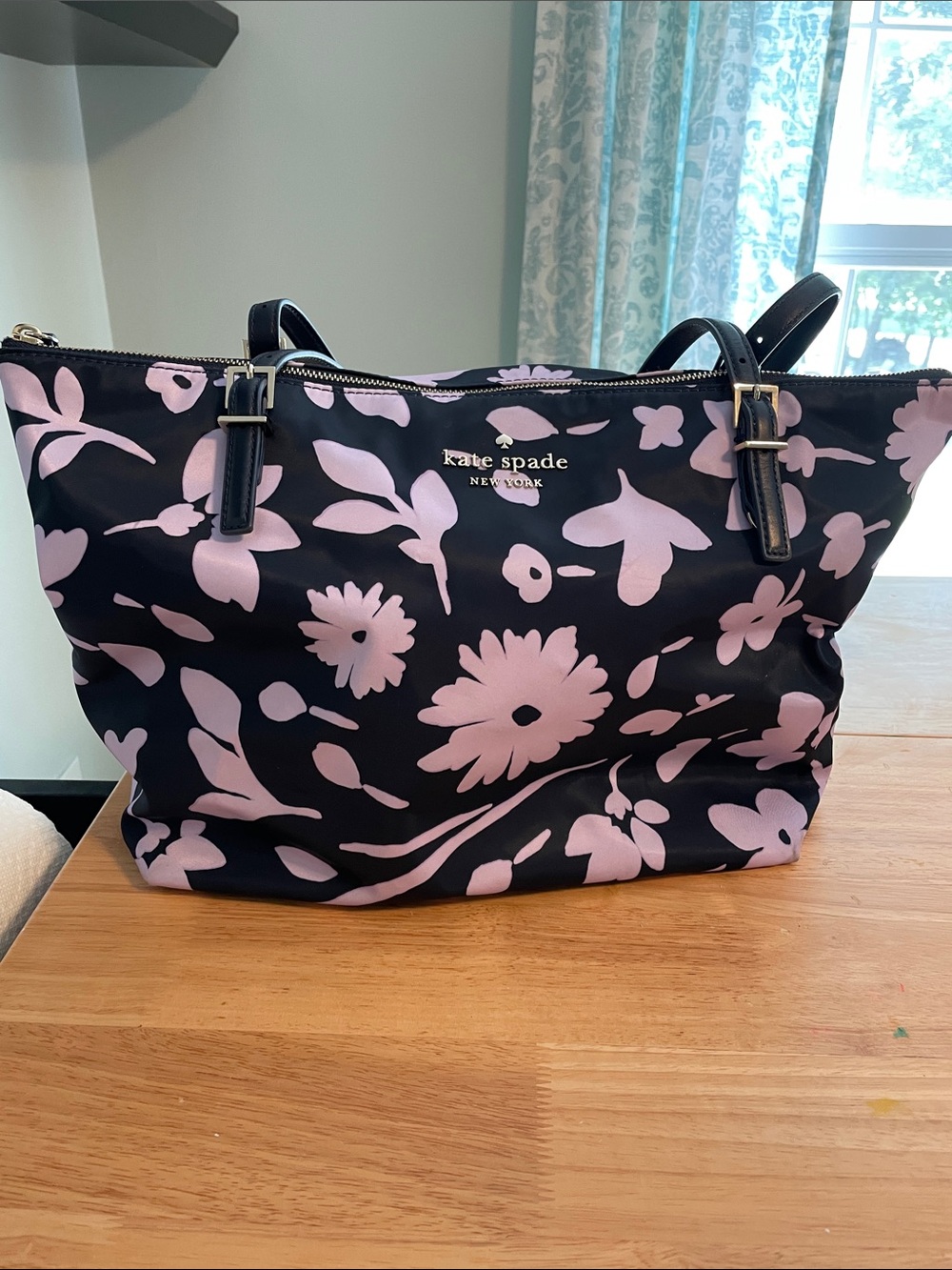 kate spade Black and Light Purple Floral Tote - Picture 8 of 8